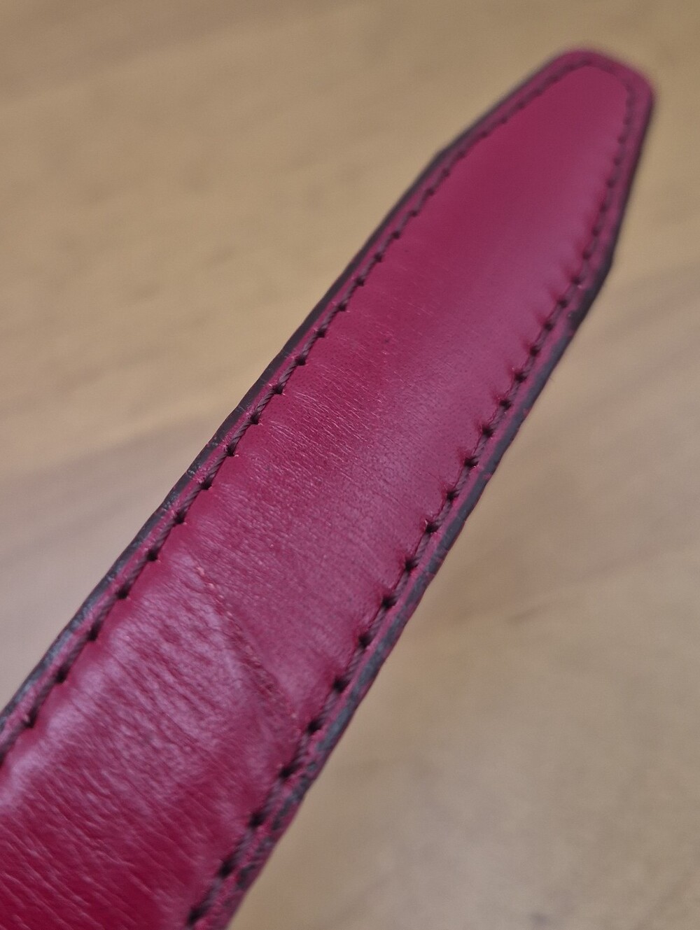 Vera Pelle Made In Italy Red Leather Skinny Belt Silver Buckle Size L (115) - Picture 5 of 9